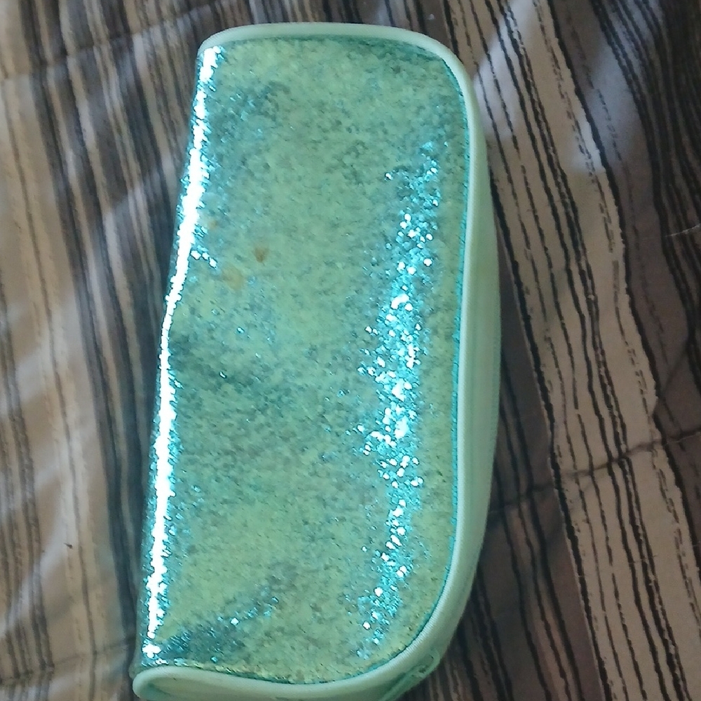 Glittery Light Blue Cosmetic Bag